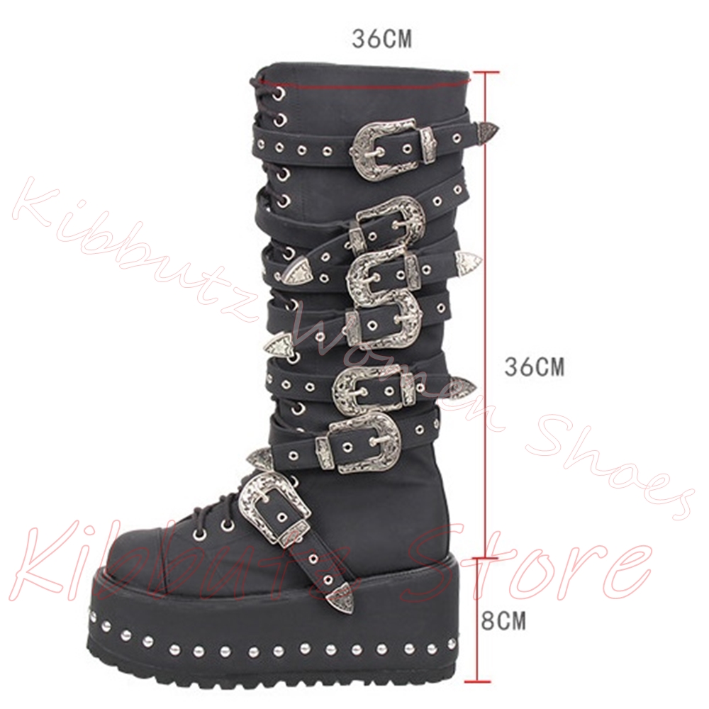 Gothic Platform Knee High Boot - đánh giá và giá Streetwear Zipper