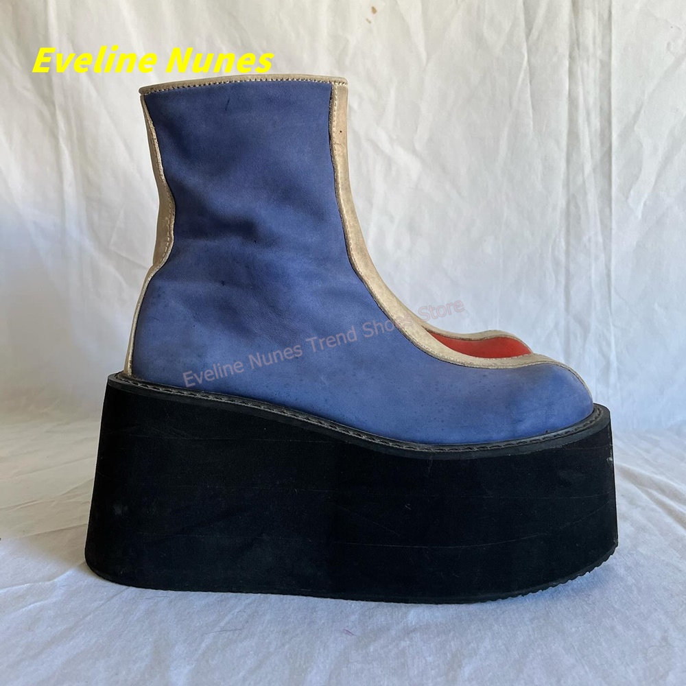 Y2K Red Blue Platform Ankle Bo - đánh giá và giá Streetwear Zipper